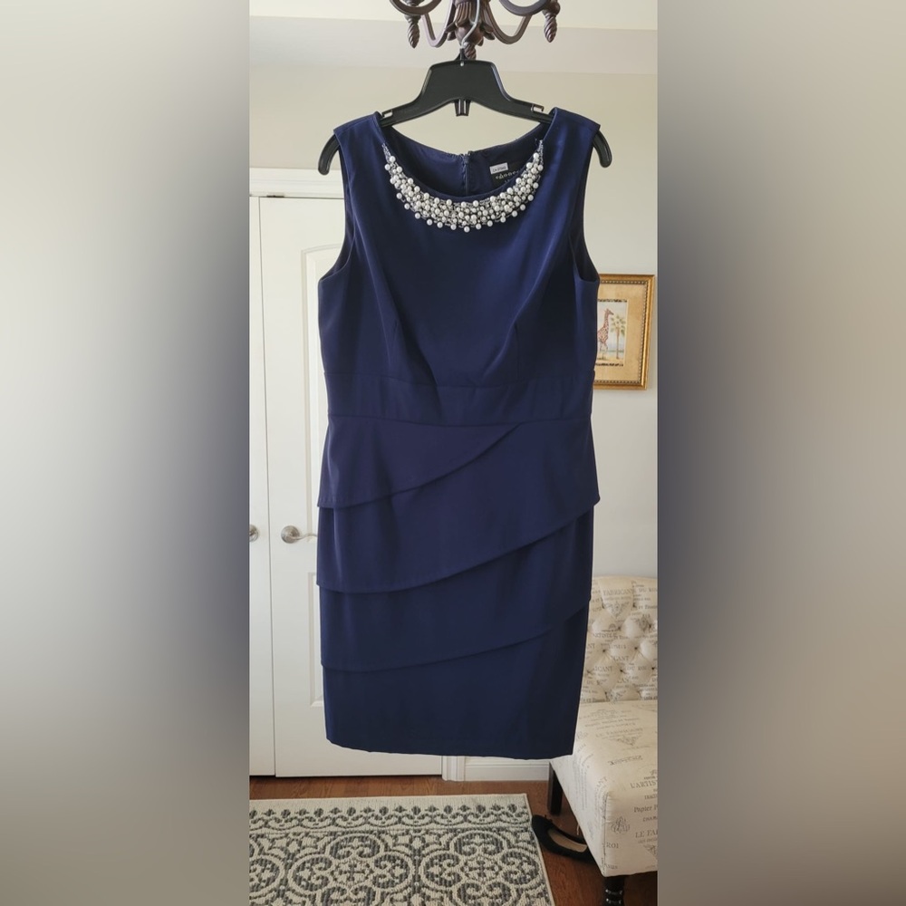Connected apparel size 12 blue dress